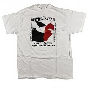 Hanes Unisex T-shirt Large White Butter & Egg Days Vintage